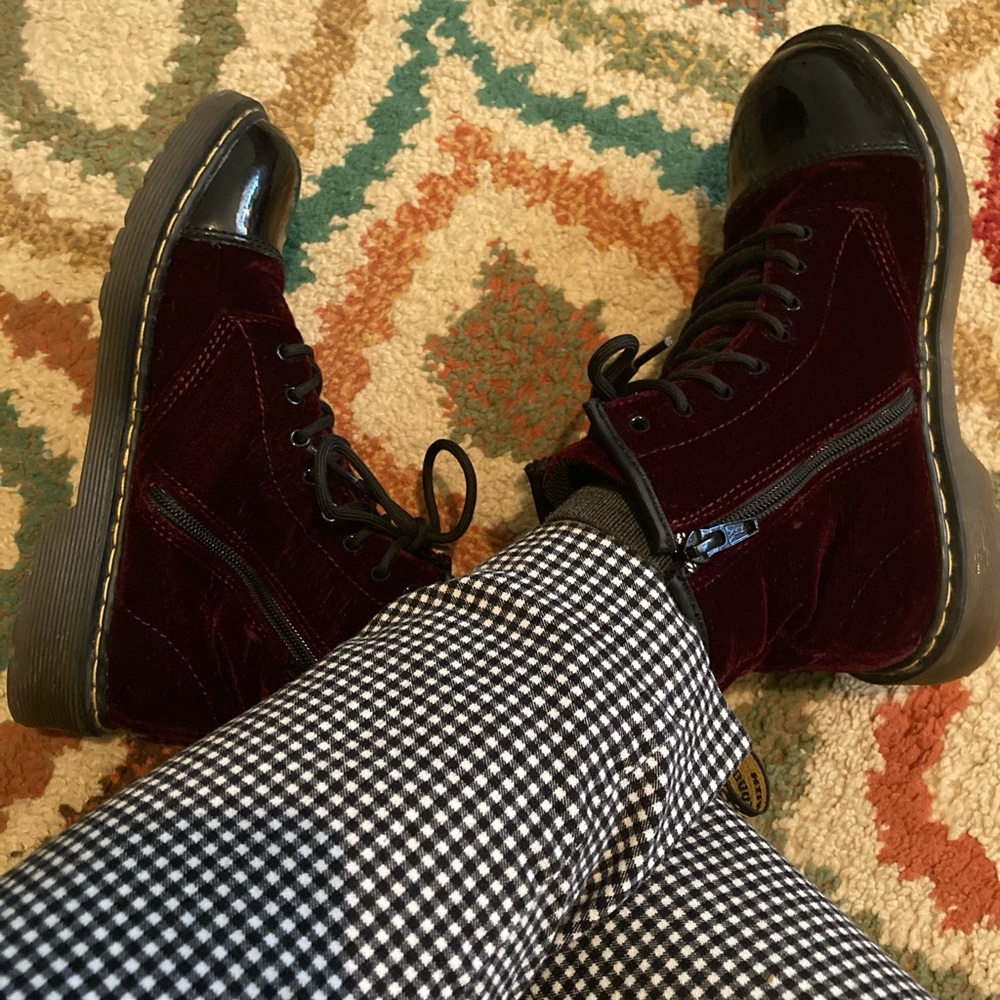 Dr. Martens Pooch Red Velvet Boot